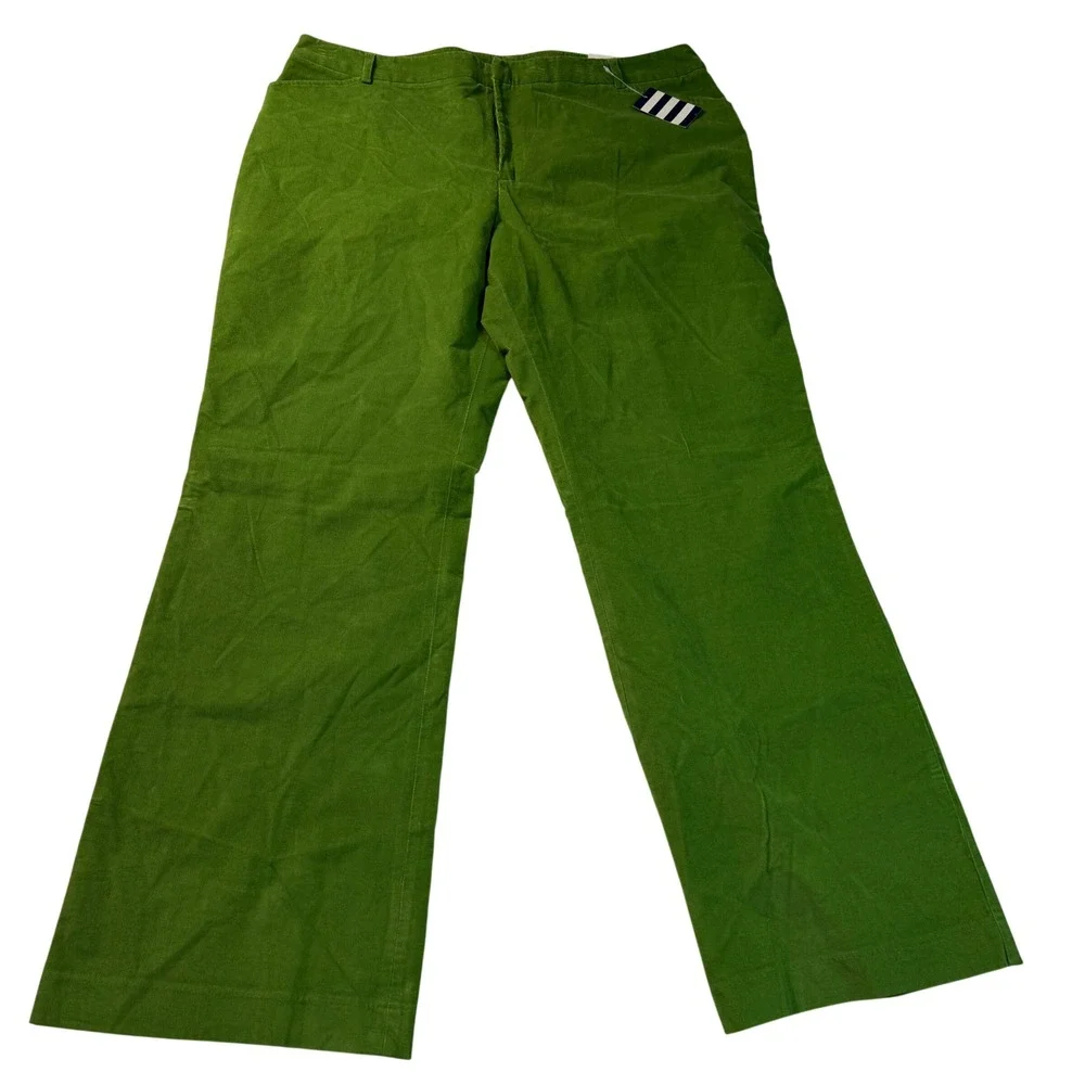 Lands' End Bright Green Corduroy Wide-Leg Trousers - Picture 2 of 9